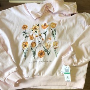 NWT Rebellious One Flower Hooded Sweatshirt